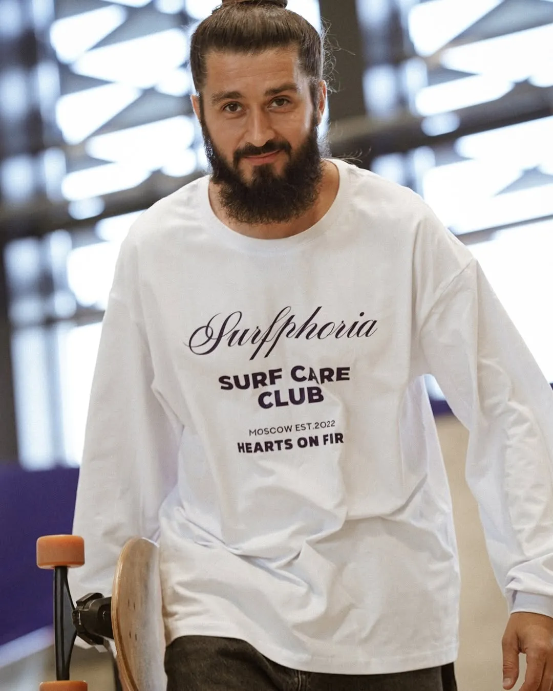 Лонгслив с flex-типографикой Surf Care Club — печать на одежде для бренда Surfphoria, Москва